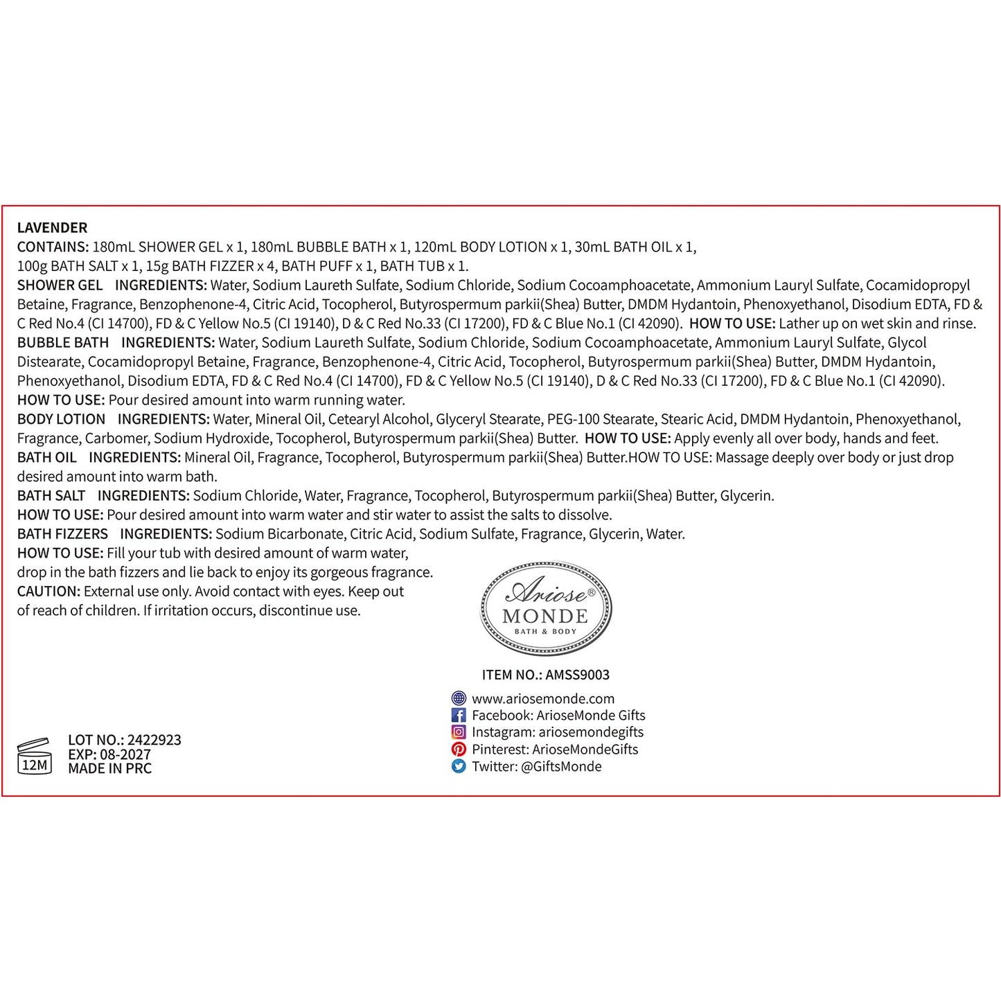 Bath Sets for Women Gift, Bath and Body Gifts Set, Lavender Spa Gift for Self Care Includes Body Lotion, Shower Gel, Bath Salts, Relaxing Bath Sets for Mom, Grandma, Girlfriend, Sister, Friends