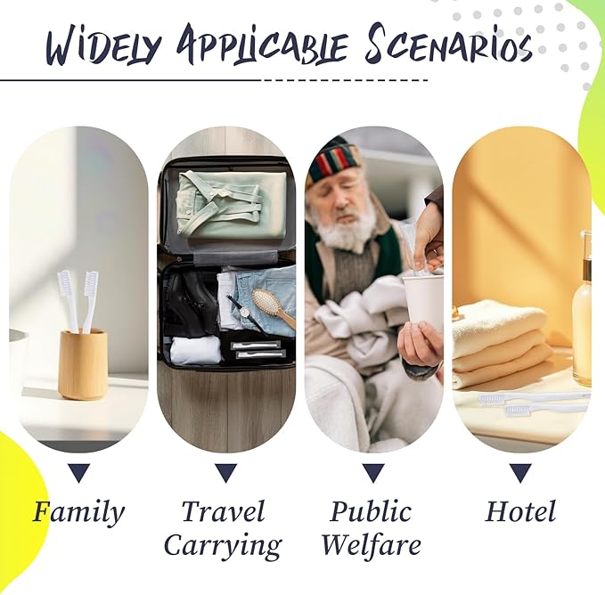 200 Pack Individually Wrapped Disposable Toothbrush Bulk, Soft Bristle Travel Toothbrush for Adults, Hotels, Travel, Donation, White