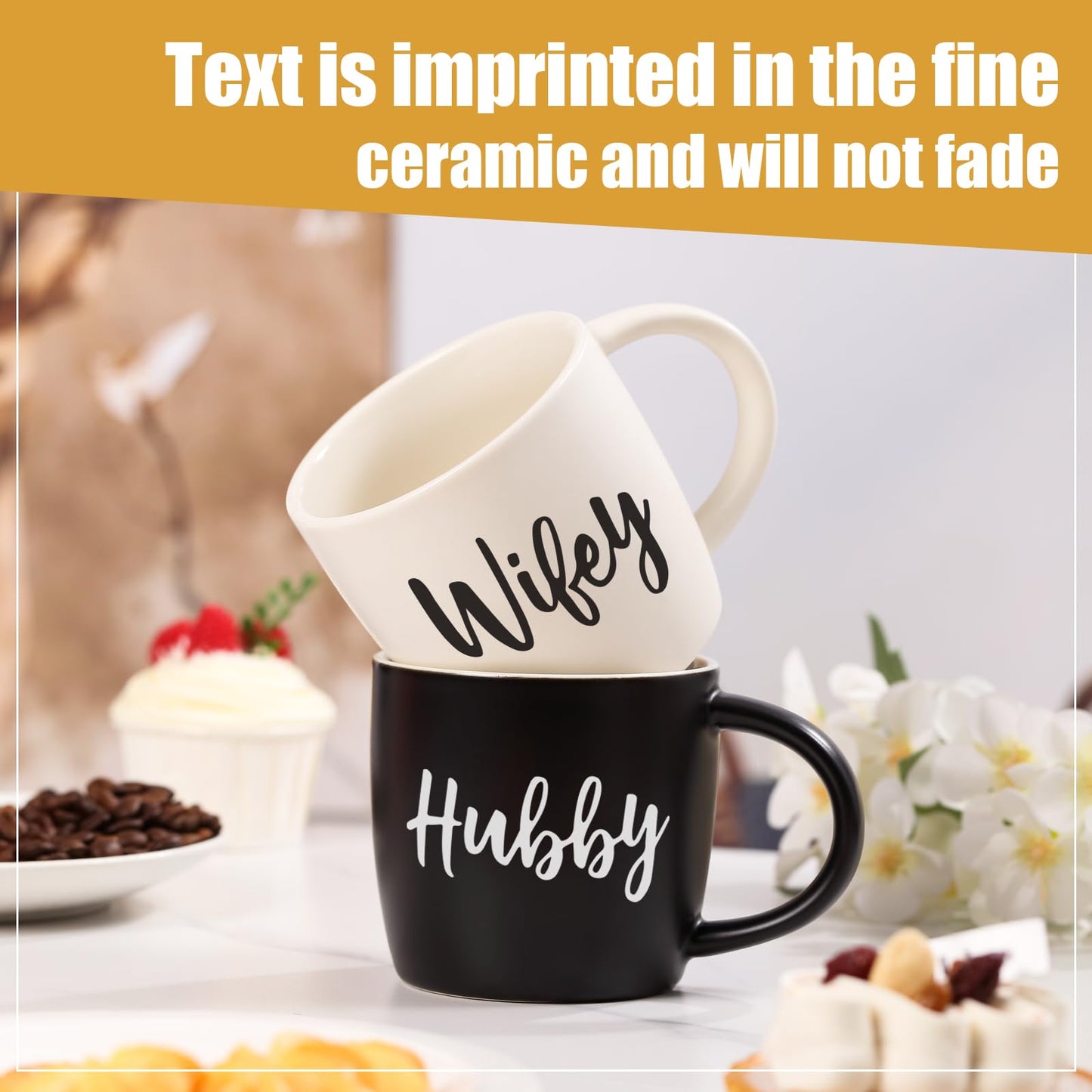 Wedding Gifts for Couples,Hubby & Wifey Wedding Coffee Cup Set,Bridal Shower Gifts for Bride and Groom, Newly-Married Anniversary for Him/HerďźMr and Mrs Gift
