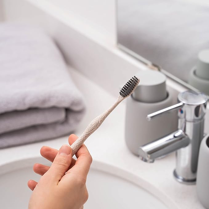 Bleeker and Rowe Biodegradable Eco-Friendly Toothbrushes - Individually Sealed - BPA Free Soft Bristles - Sustainable - Recycled Packaging (Pack of 3)