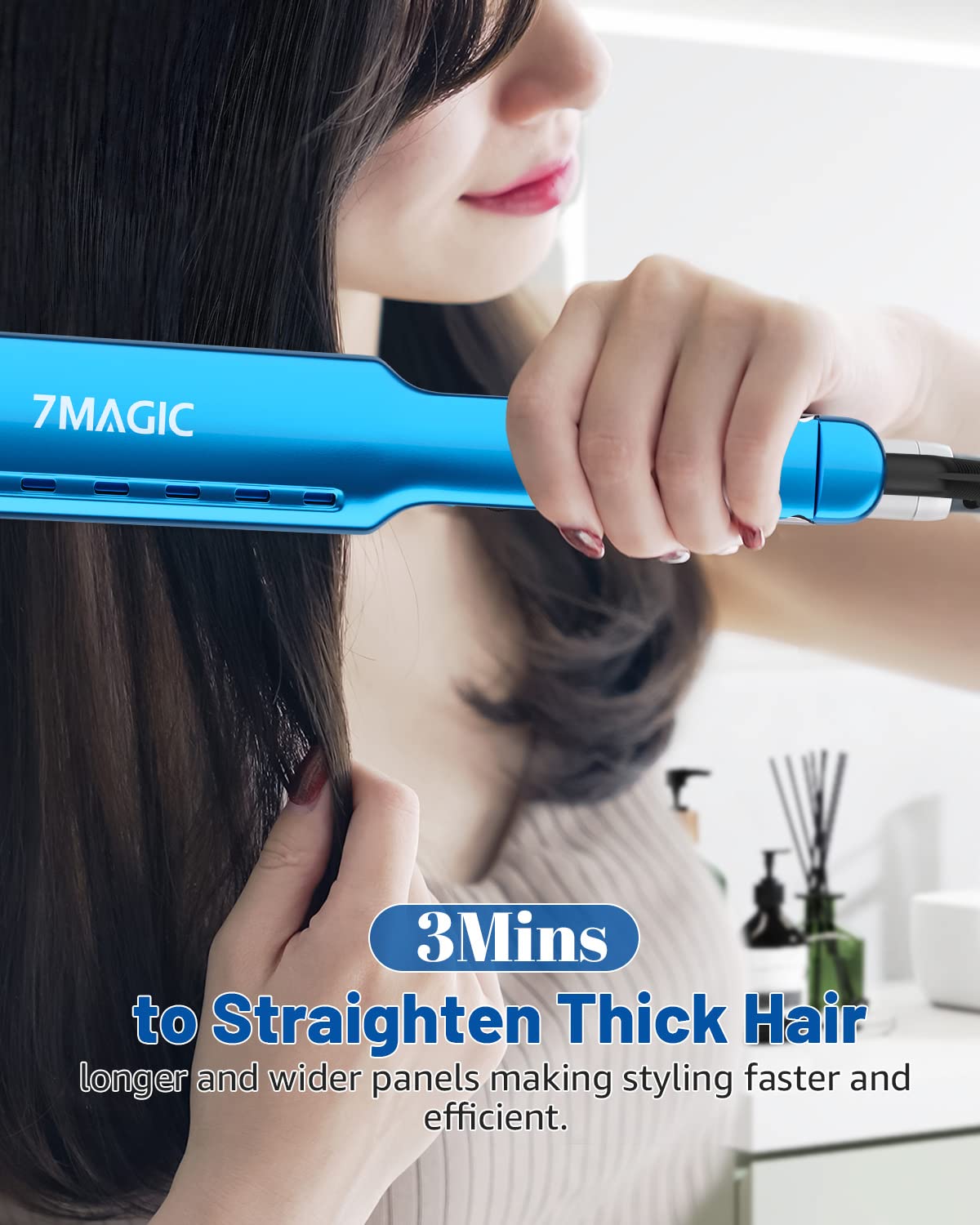 Nano Titanium 1.7" Wide Flat Iron for All Hair - Straightener with 5 Temps and Dual Voltage