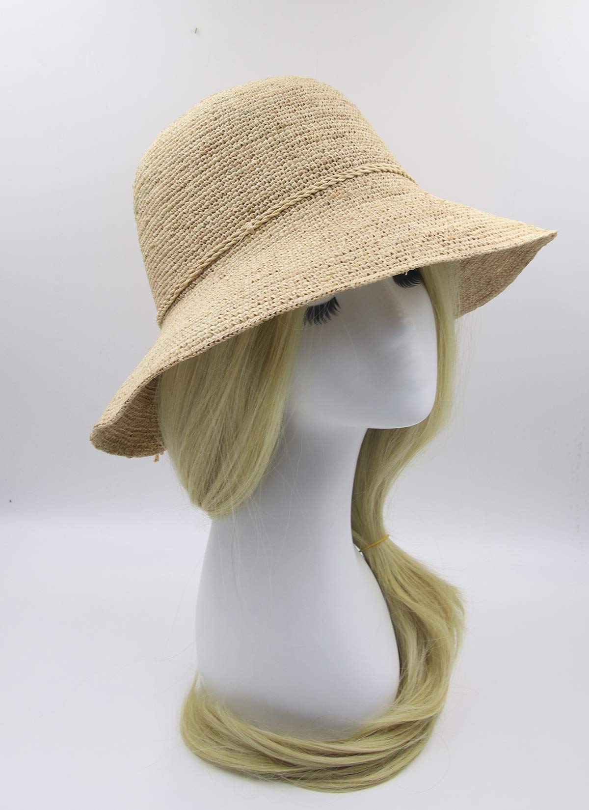 Melesh Women's Bucket Hats Fashion Womens Summer Beach Sun Straw Hat (Natural)