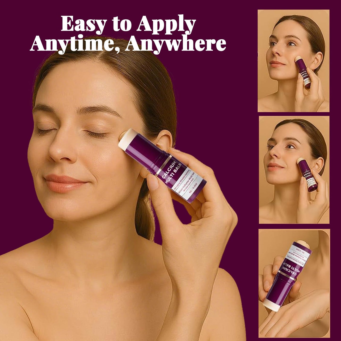 Calcium Multi Balm, Calcium Volume Multi Balm, Wrinkle Core Stick, Korean Collagen Moisturing Stick, Cream Makeup for Reduce Wrinkle, Suitable for Eyes, Neck, Face(1pcs)