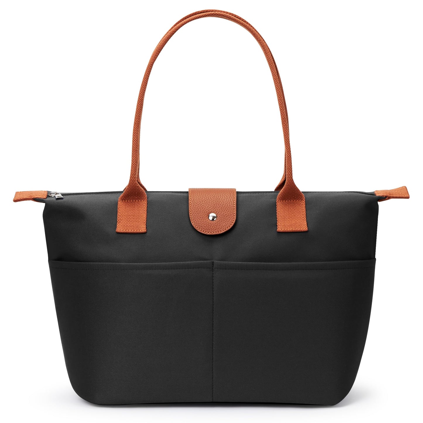 DIXEIGHT Nylon Tote Bag Women Zipper Shoulder Purse Large Hobo Top Handle Foldable Handbags for Work Travel Shopping, Black