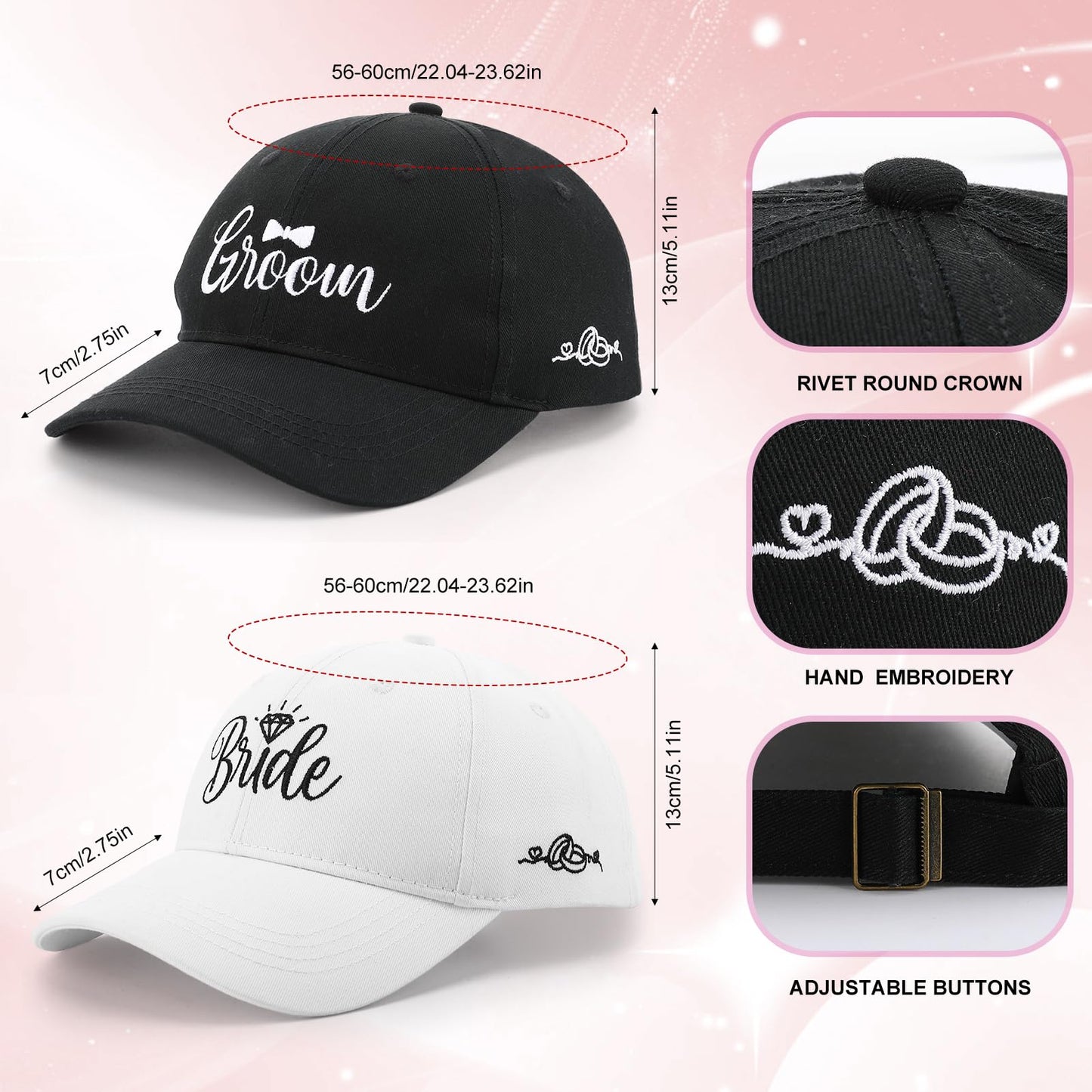 Fingertip WD 12 Pack Wedding and Engagement Gift for Couples, Bride and Groom Baseball Caps Magnetic Couple Socks for Bridal Wedding Honeymoon Trip Travel Men Women Gift