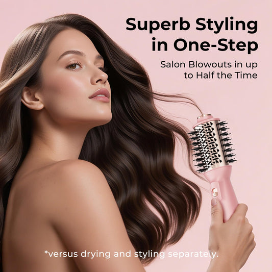 PLAVOGUE Mini Dual Voltage Hair Dryer Brush, 1000 Watts Travel Hot Air Brush with European Plug,Ionic One Step Blow Dryer and Styling Brush with Ceramic Coating for Women for Home & Salon