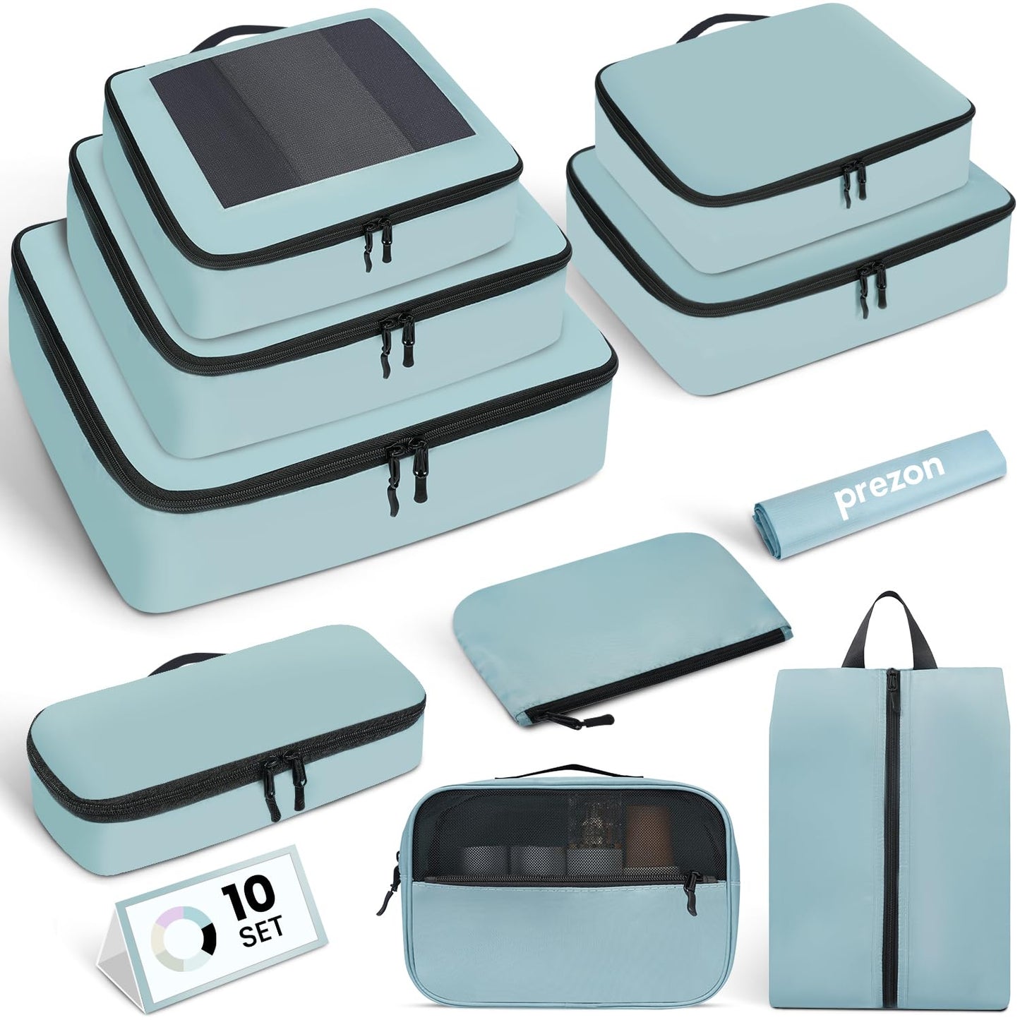 Packing Cubes for Travel | 10 Set Teal |Durable Luggage Organizer 4 Size(Extra Large, Large, Medium, Small),Comprehensive Cubes for Toiletry,Underwear, Shoe,Travel Essentials,Efficient Women Gifts