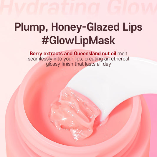 Korean Mini Lip Balm Hydrating Glow Lip Mask (Berry) 10g, 12hrs Long-lasting Overnight Moisture Butter for Women