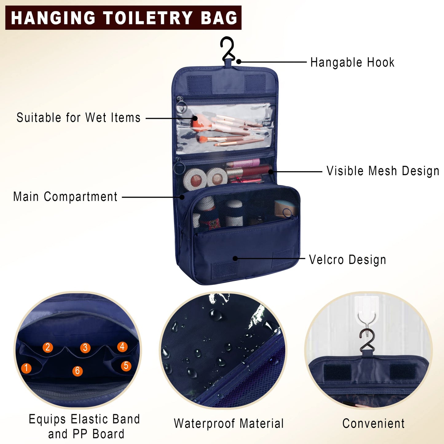 Ebbniur Packing Cubes, 8 Pcs Travel Packing Organizers for Suitcases, Large Capacity Travel Luggage Organizers Set includes 8 Storage Bags, Travel Essentials for Women or Men (Navy Blue)