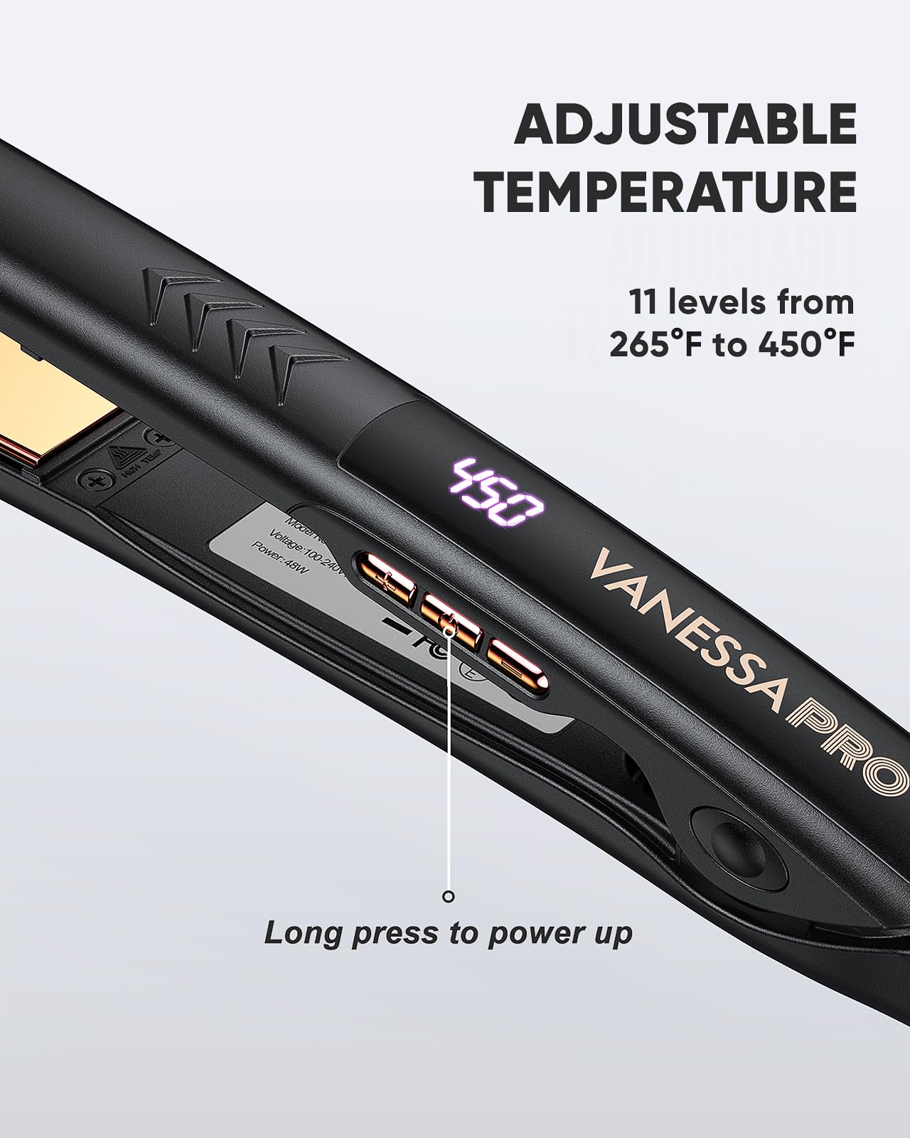 VANESSA PRO Flat Iron Hair Straightener, 100% Pure Titanium Flat Iron for One Pass to Achieve a Sleek Look, Curls Beautifully & Straightens Well - 1 inch