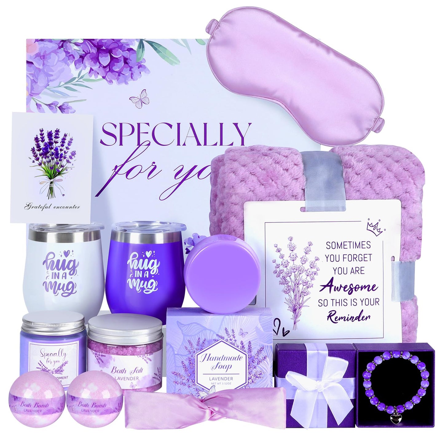 Lavender Get Well Soon Gifts for Women After Surgery,Birthday Gift Boxes For Women,12Pcs Self Care Package,Thinking of You Gift Basket,Relaxing Spa Gift For Her, Mom,Wife, Sister,Best Friend,Christmas