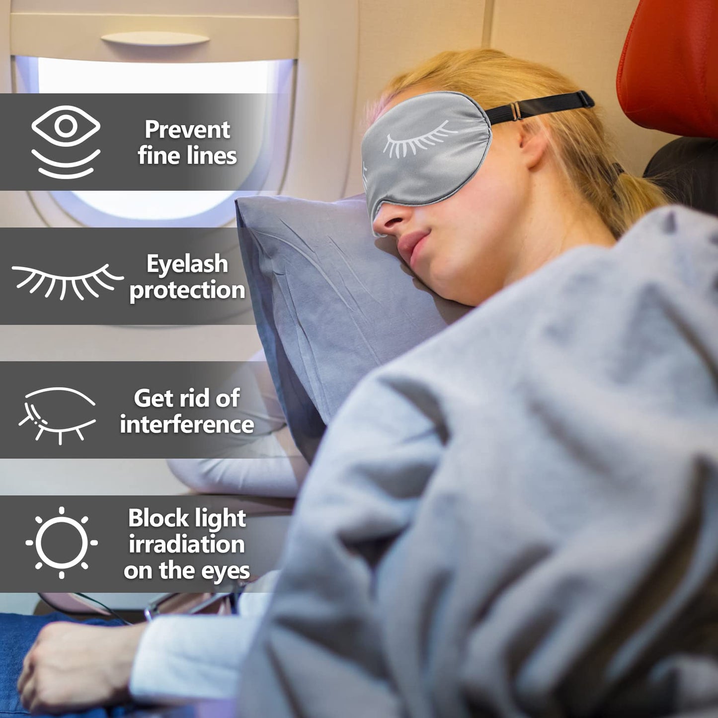 Jecery 6 Pieces Silk Sleep Eye Masks Soft Eye Masks Adjustable Blindfold Eyeshade Sleep Eye Cover Smooth Sleeping Masks with Storage Bag for Women Men Sleep Travel Nap