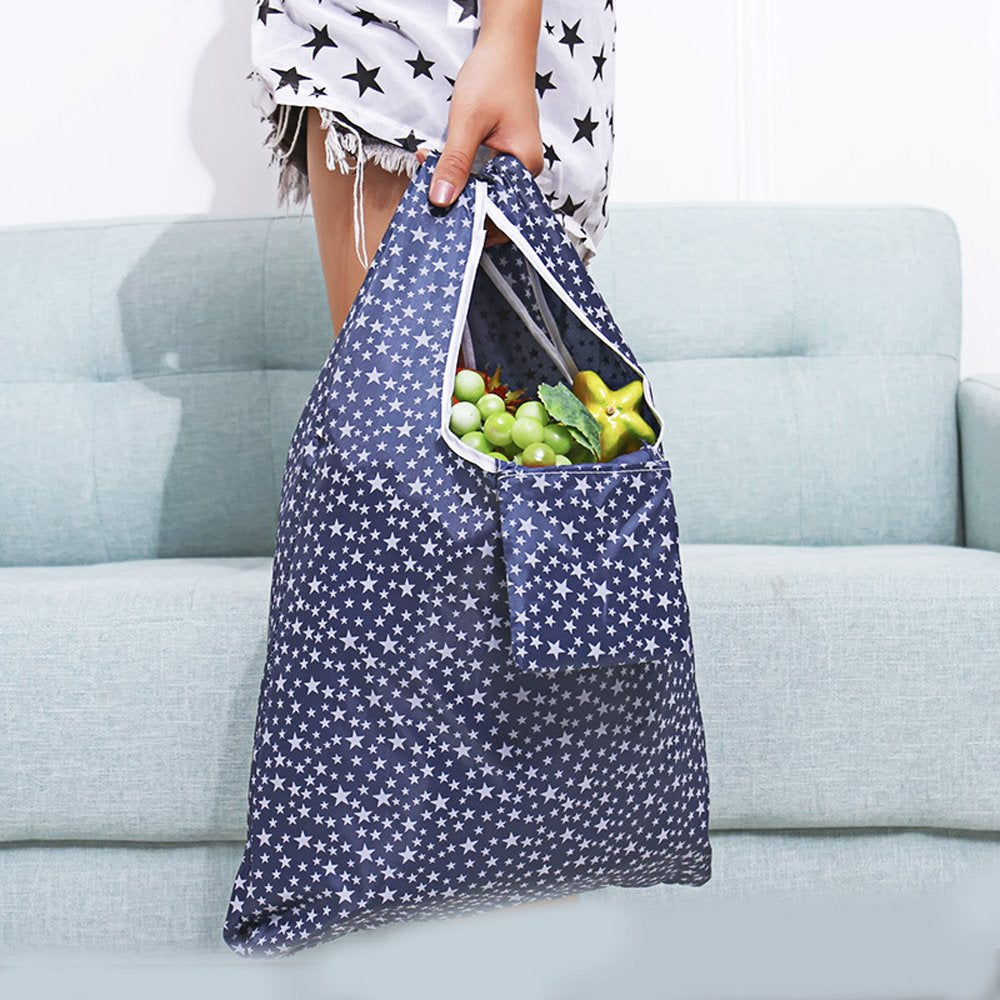 Kaxich Reusable Grocery Shopping Bags - Foldable Eco-friendly Shopper Tote Bags (4 Pack) Waterproof & Machine Washable