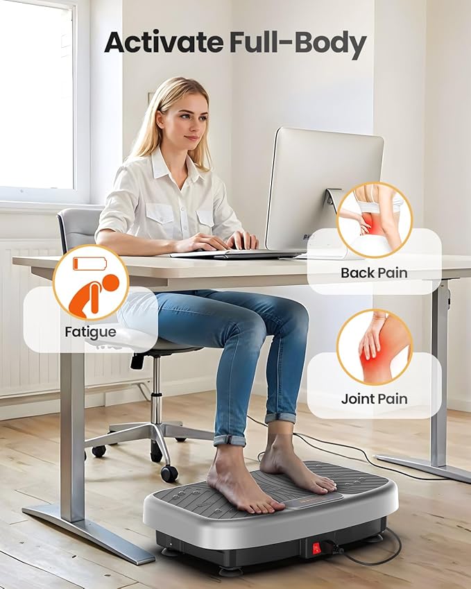 Vibration Plate Exercise Machine, Vibrating Plate Platform for Lymphatic Drainage with 200 Adjustable Speeds, Power Vibration Plate for Weight Loss & Fitness, Supports Max Weight 450 Lbs