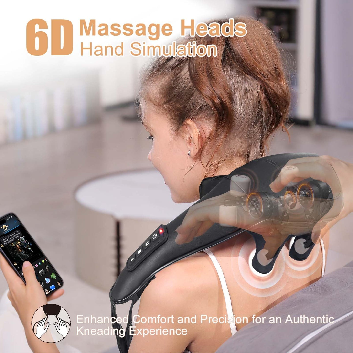 MASGRE Shiatsu Back and Neck Massager, Cordless Shoulder Massager with Heat, Electric Deep Tissue 3D Kneading Massage Pillow for Shoulder, Leg, Body Muscle Pain Relief, Gifts for Men Women