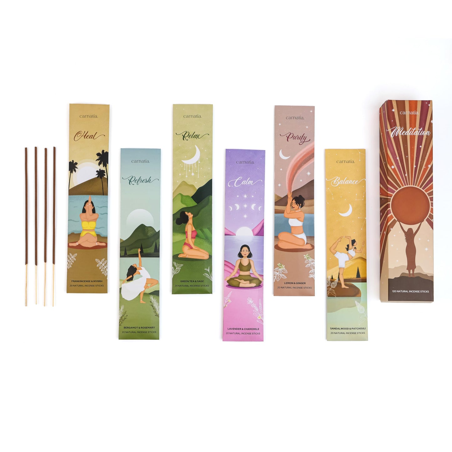 Carnatia Meditation Incense Sticks – Set of 6 Calming Scents for Mindfulness, Focus & Self-Care | Purifying Aromas for Spiritual Wellness, Inner Peace & Healing Rituals!