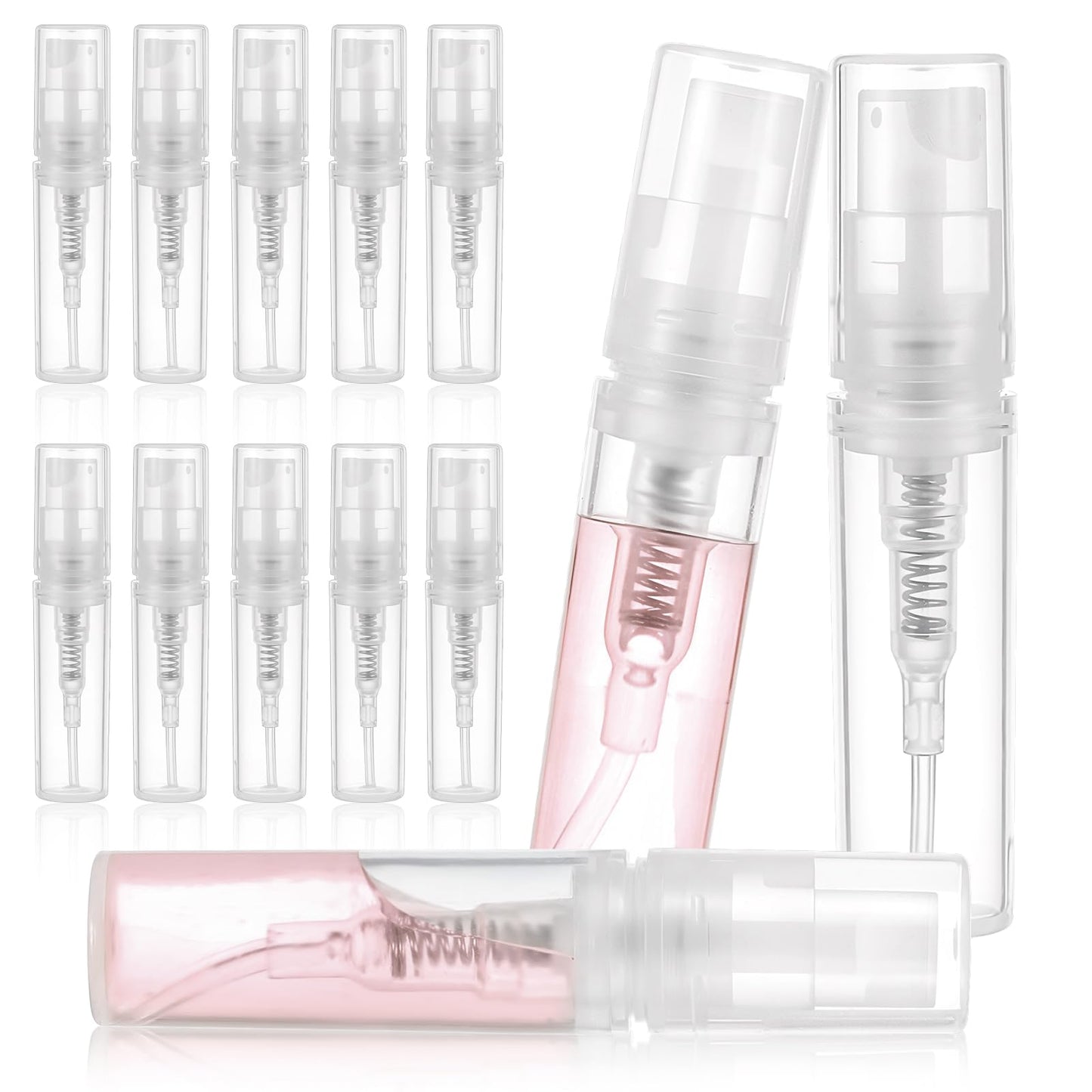 InnoHHustle Mini Perfume Sample Bottles, 10 Pcs 2 ml Mini Spray Bottles Plastic Travel Perfume Bottle Refillable Portable Travel Spray Bottle Clear Atomizer Sprayer, Fine Mist
