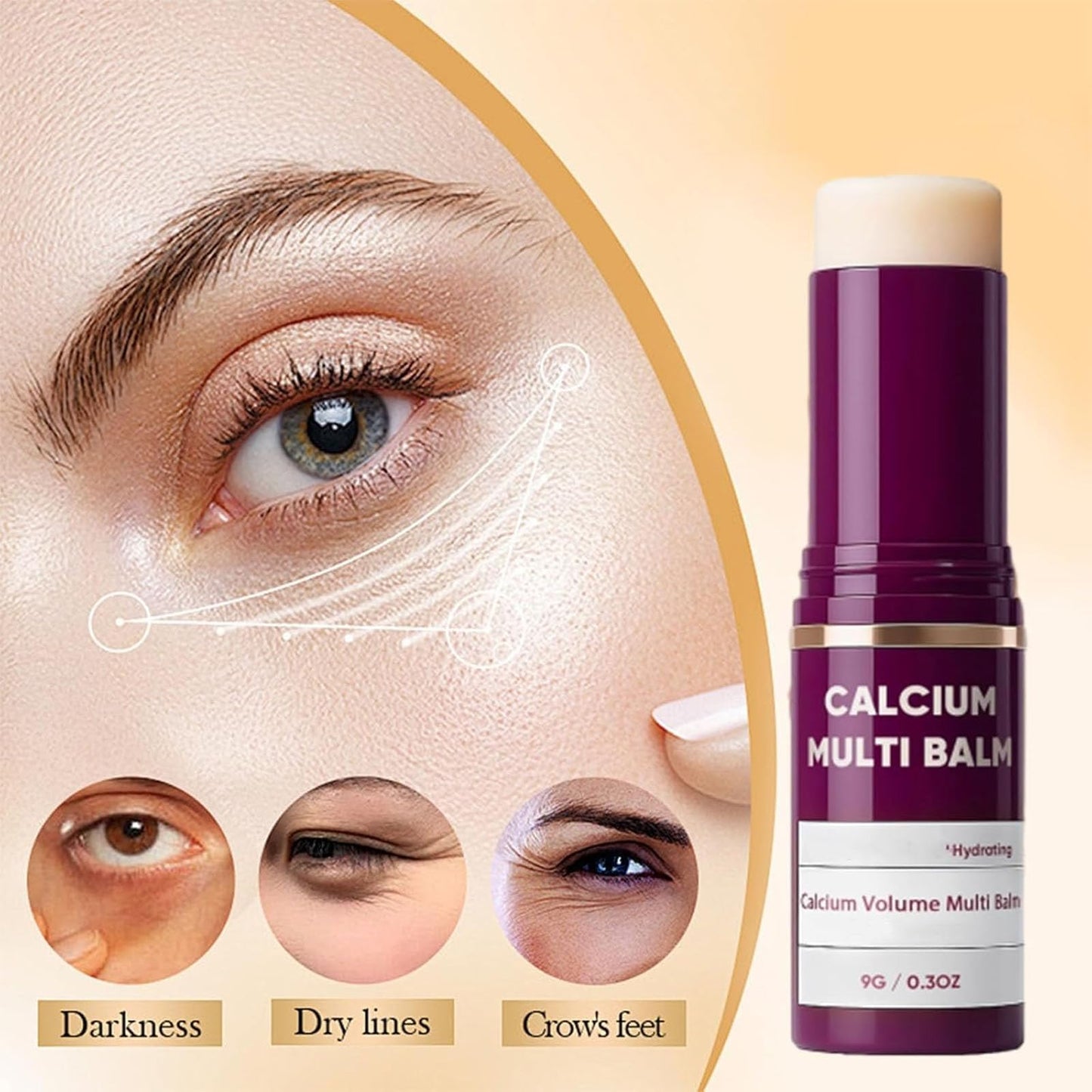 Calcium Multi Balm, 2 Pcs Calcium Volume Multi Balm, Korean Collagen Moisturing Stick, Anti Wrinkle Calciums Balms, Anti-aging, Hydrating, Almond & Vitamin E for Lip Eye Cream Neck