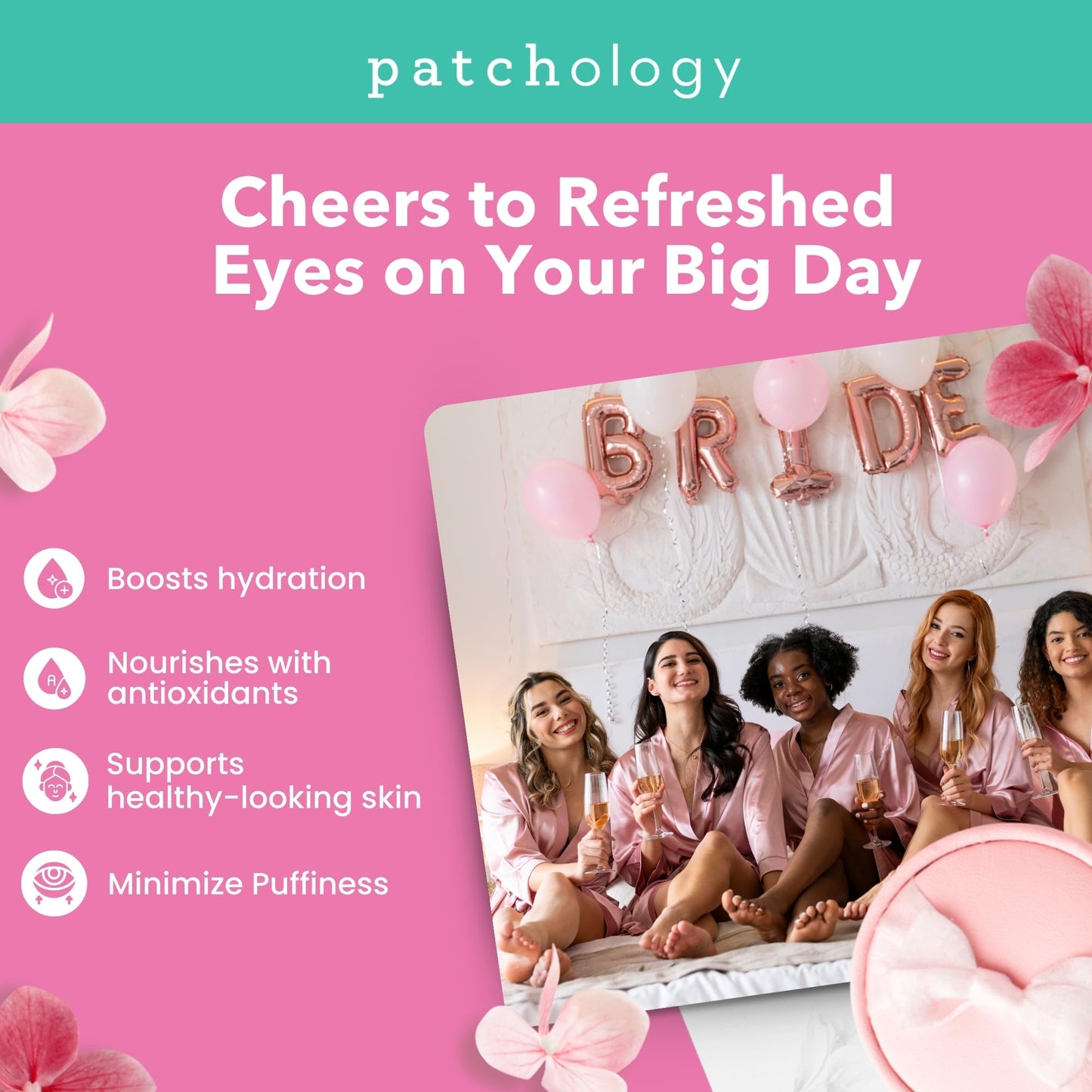Patchology Hydrating Under Eye Gel Patches – I Do Crew Bridesmaid Gift Set with Rosé & Bubbly Serve Chilled Eye Masks (6 Count) – Cooling, Depuffing Skincare for Bridal Prep, Gifting & Self-Care