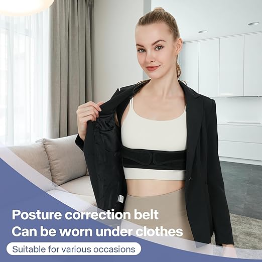 Back Brace Posture Corrector for Women and Men,Adjustable Shoulder Straightener Black(Small/Medium)