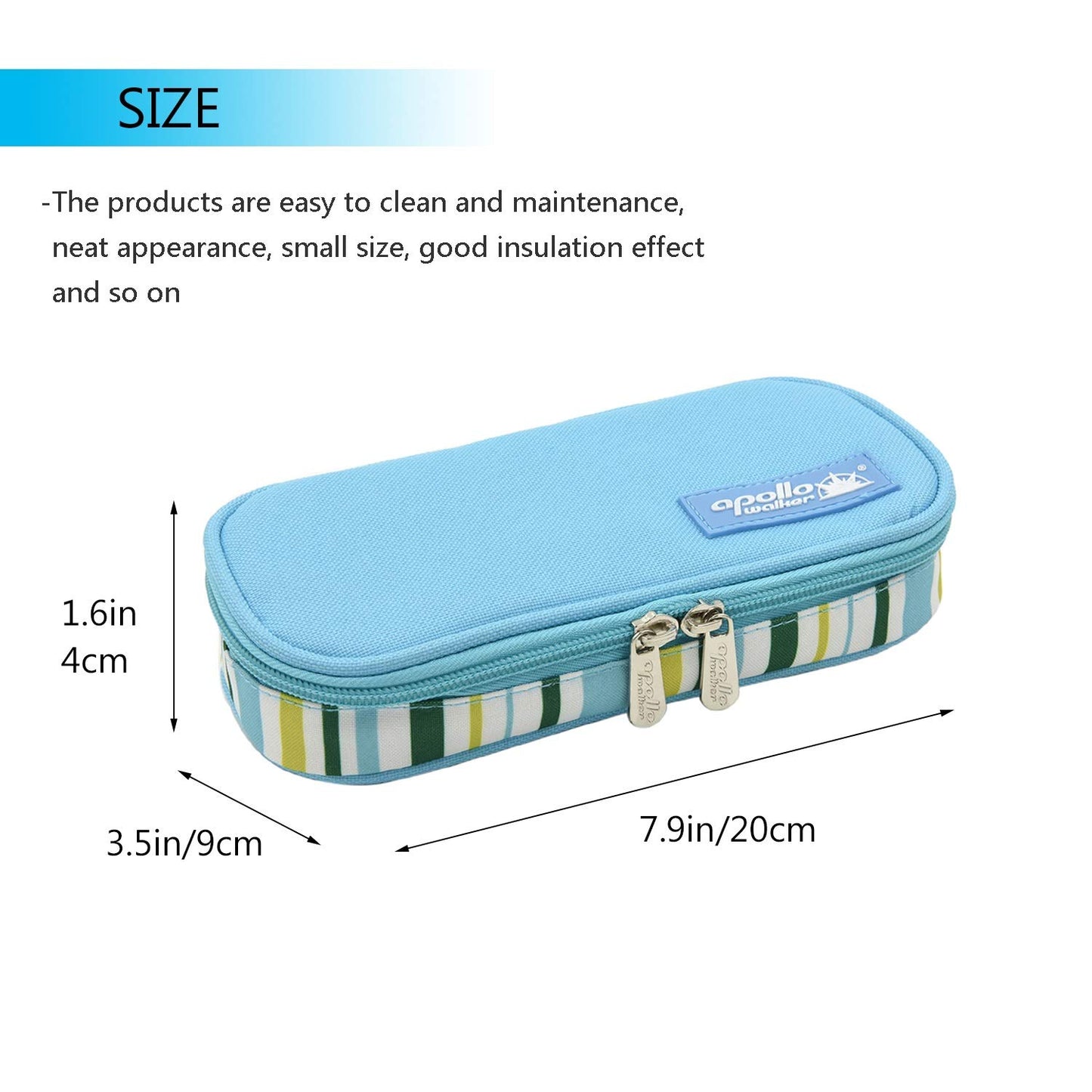 Goldwheat Insulin Cooler Travel Case Diabetic Medication Organizer Medical Cooler Bag with 2 Ice Pack Waterproof and Insulation Liner, Light Blue