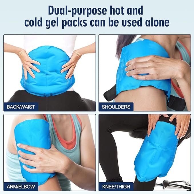 Neck Stretcher & Gel Pack for Pain Relief, Cervical Traction Device Pillow with Hot Cold Compress, Reusable Ice Pack Wrap for Neck, Shoulder, Knee, Back, Hand Injuries, Swelling, Bruises, Sprains