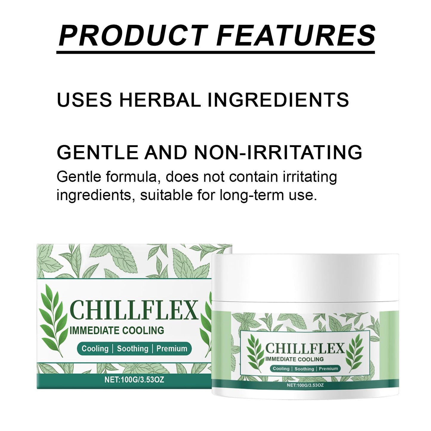 Chillflex Instant Cooling Relief Cream,Soothing Cooling Gel for Skin, Non-Greasy Formula, Perfect For After Sun Care & Daily Refreshment (2 Packs)