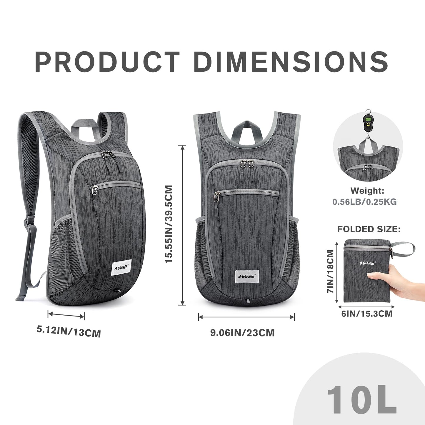 G4Free 10L/15L Hiking Backpack Lightweight Packable Hiking Daypack Small Travel Outdoor Foldable Shoulder Bag