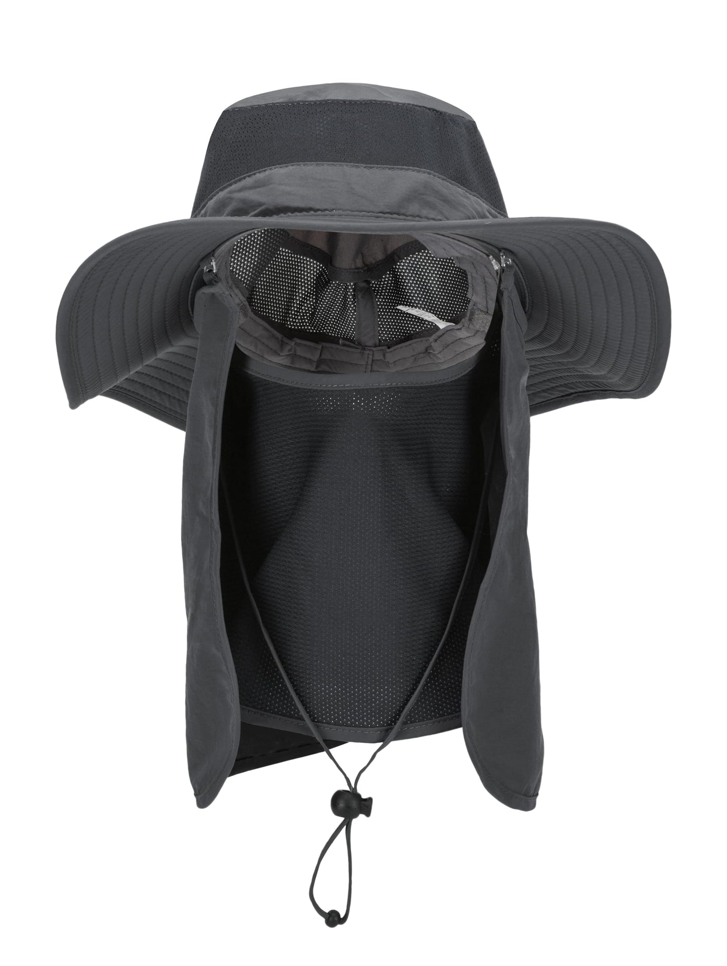 360° Protection Bucket Hat with Detachable Face Mask & Neck Cape - UPF 50+ Sun Hat, Breathable Mesh for Outdoor Dark Grey