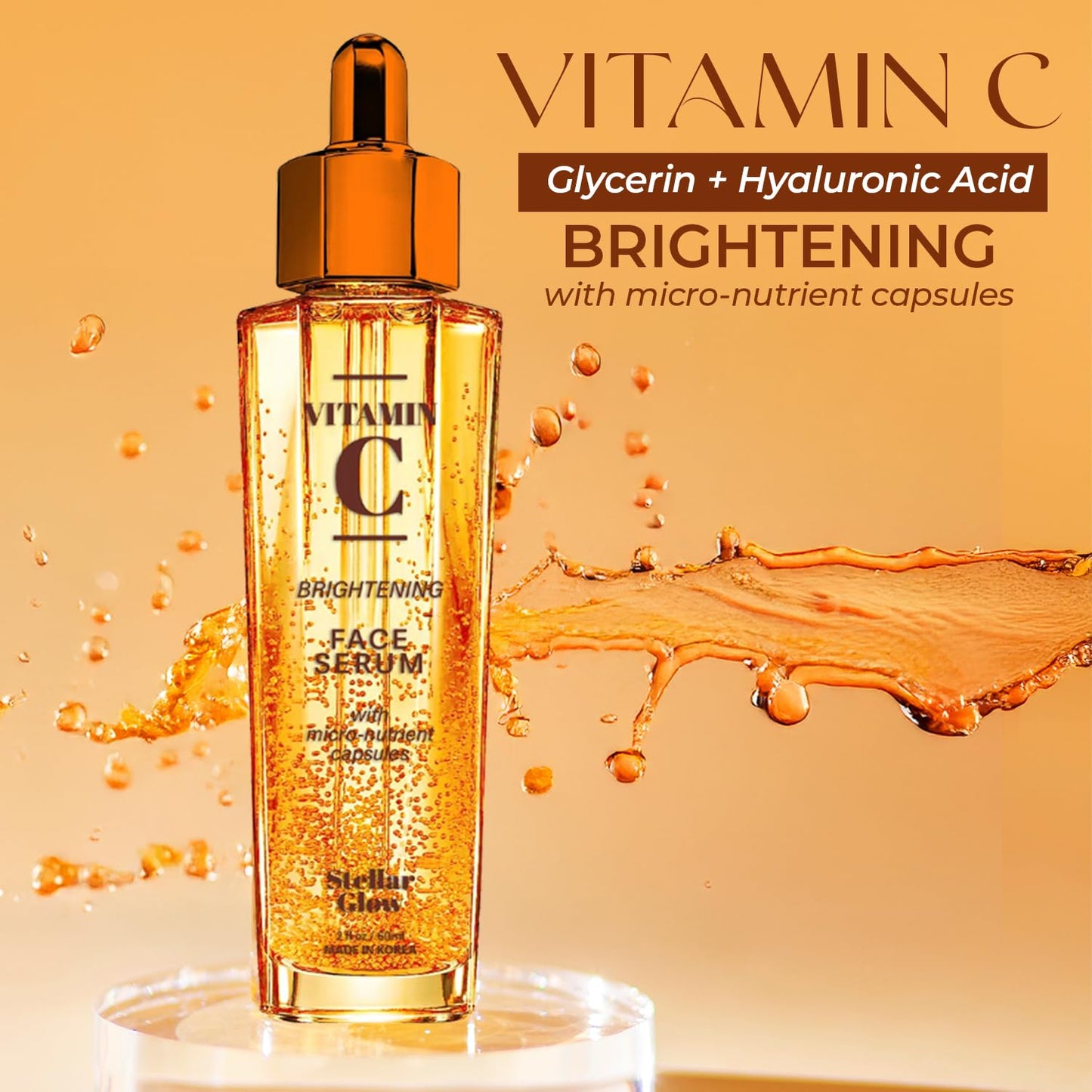 Stellar Glow Vitamin C Serum For Face - Dermatologist Tested, Anti-Aging Skin Care For Fine Lines, Wrinkles & Glass Skin - Revitalize & Hydrate, Fade Dark Spots, Evens Skin Tone - Korean, Clean Beauty