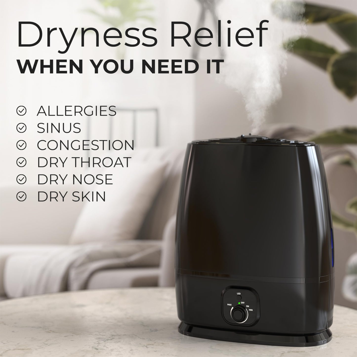 Everlasting Comfort 6L Humidifiers for Bedroom, Quiet 50HR Runtime Top Fill Supersized Cool Mist Humidifier Large Room Indoor, Whole House Air Humidifier for Plants, Baby Nursery, Allergies, Dry Skin