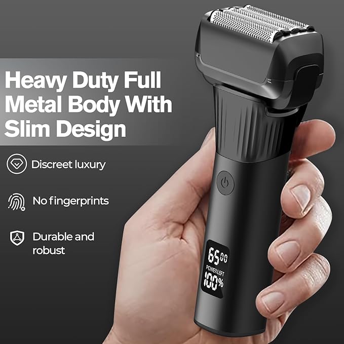 5-Blade Cordless Electric Razor for Men, 2-Speed Electric Shavers for Men Face, Close Shaving Men's Foil Shaver for Coarse Hair Wet/Dry USB-C Fast Charging &100 Min Runtime - Travel-Ready & Giftable