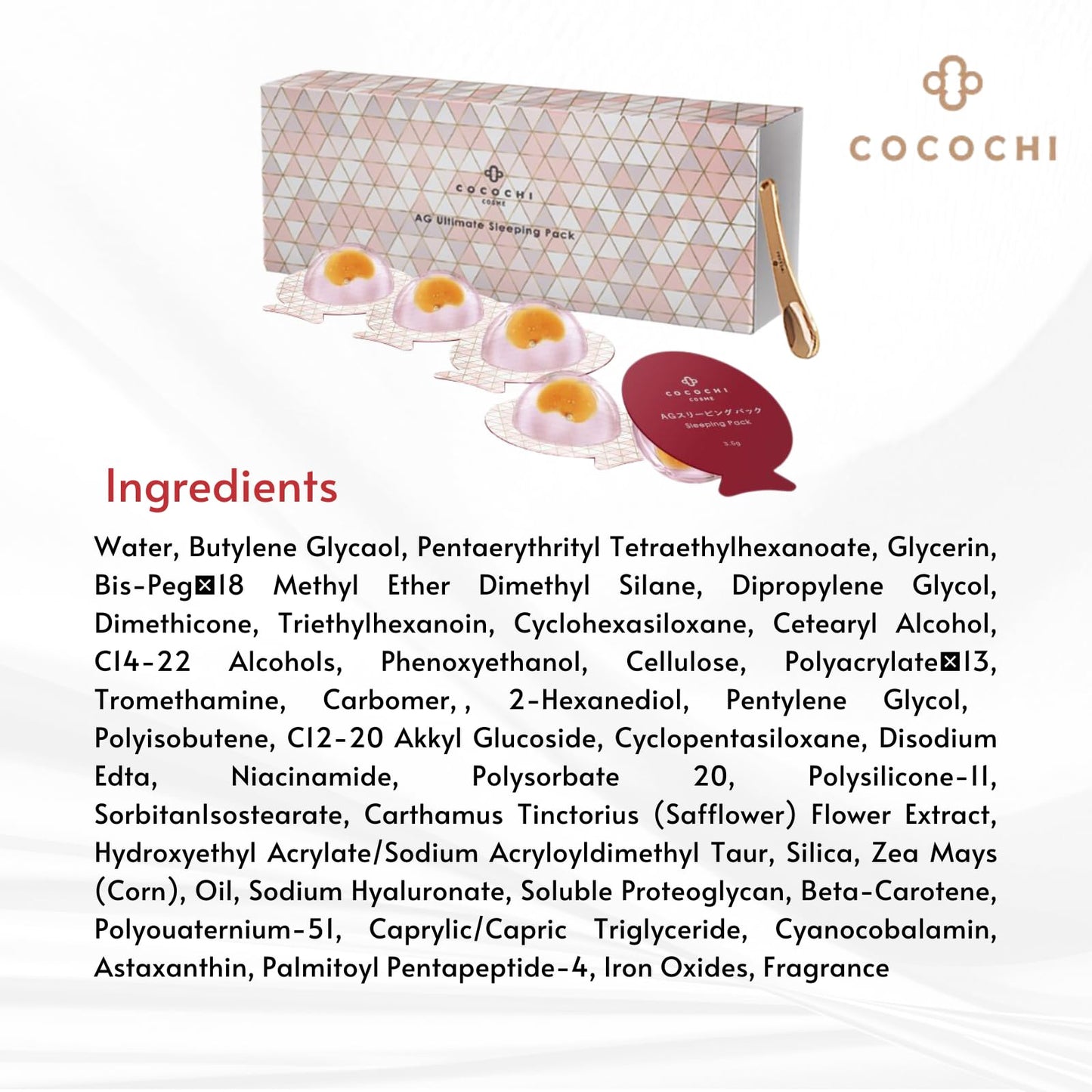 COCOCHI Cream Facial Masks for Women & Men, Mini Hyaluronic Acid Face Mask by Vitamin B12, Collagen Peptides, Overnight Face Mask & Anti Aging Face Masks Skincare for Sensitive Skin from Japan 5EA