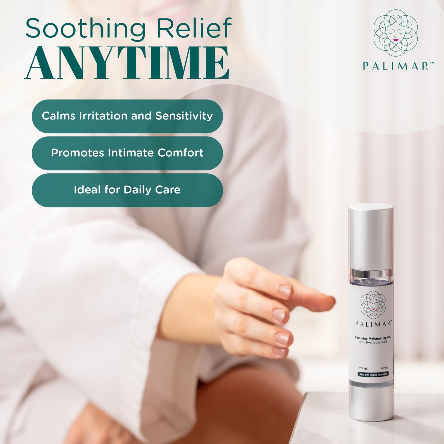 Intimate Care Gel with Hyaluronic Acid, pH Balance Feminine Hydrating Gel, Odorless, Soothing 50ml pH Balance Gel, Non-Irritating, Enhanced Hydration Vulva Balm