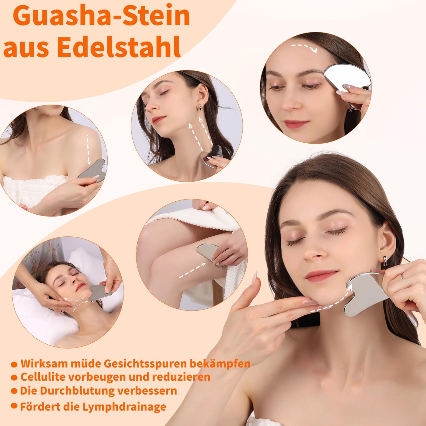 InfiniteRelax 3D Gua Sha Facial Tools Metal Face Roller Stainless Steel Gua Sha Set Cooling Massage Tools for Reduce Puffiness, Firm Skin, Anti-Aging Care - Daily Facial Sculpting Gift for Women