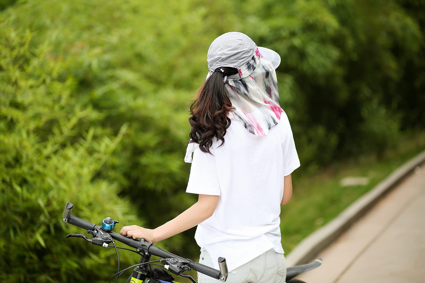 icolor Women Sun Hats UPF 50 Sun Protection Hat Summer Outdoor Neck Shield Flap Visor Hat Ponytail Hats Wide Brim Beach Hat (LightGray)