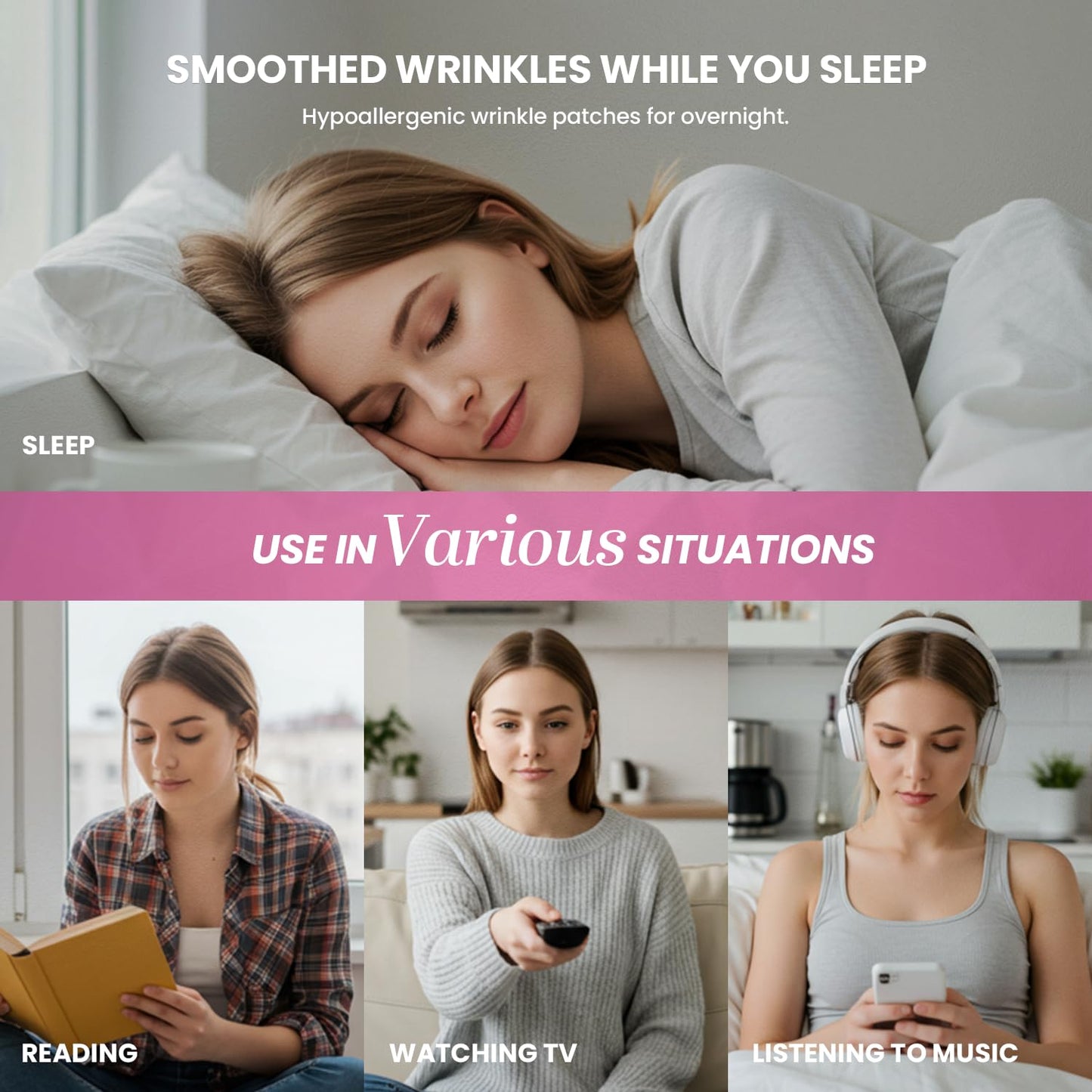 New Anti Facial Wrinkle Patches: Anti Wrinkle Patches Overnight - Smile Line Pathces - Facial Wrinkle Patche for Forehead, Smile Line, Under Eye 144 Pcsx 1Pack