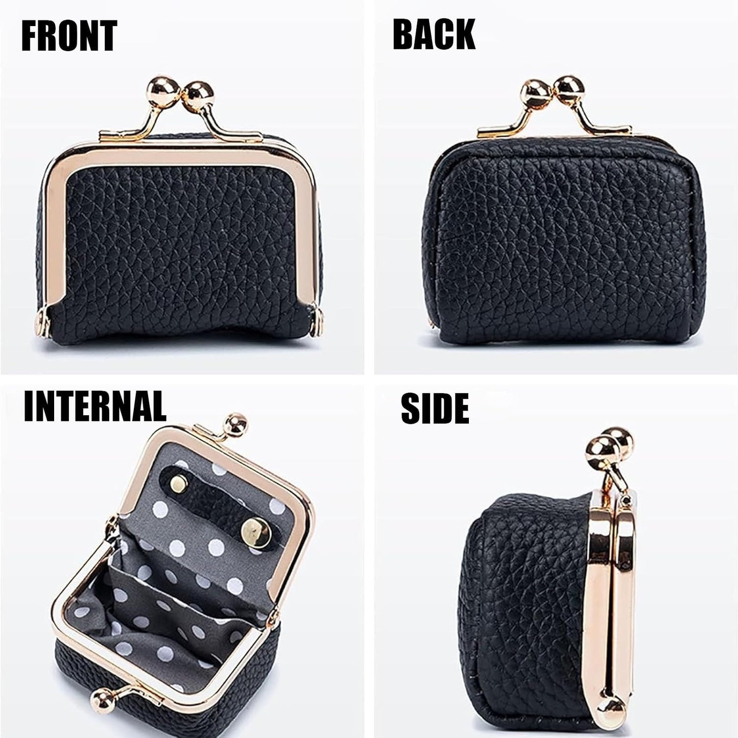 Genuine Cow Leather Mini Jewelry Box & Coin Purse for Women, Travel Jewelry Case with Kiss Lock, Holds Earrings, Rings, Necklace, Bracelet, Coins (Green)