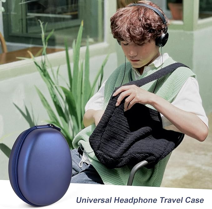 Comecase Universal Headphone Case Comepatible with JBL/for Beats/for Sony/for Bose Max Over Ear Headphone and More, Travel Carrying Box for Bluetooth Wireless Headset (Blue)