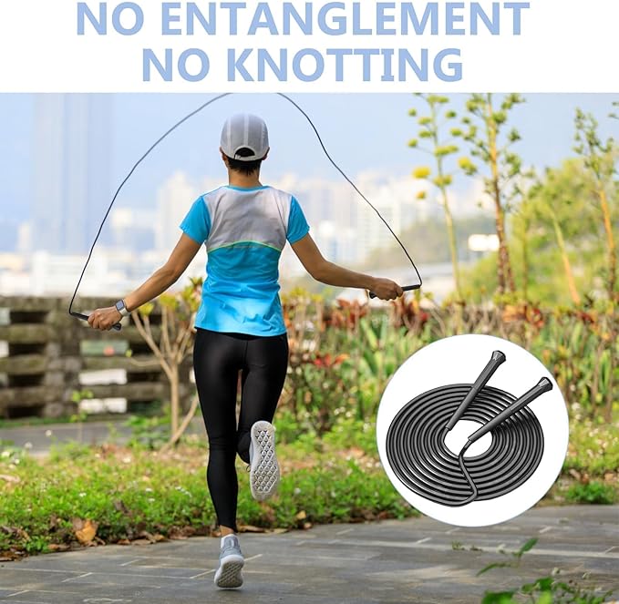 10 ft Speed Jump Rope with Handle, Adjustable Skipping Rope for Men Women, 3 oz Ultra-light Professional Fitness Boxing Cross Fit Exercises Gym Cardio Endurance Training Lovers (Black)