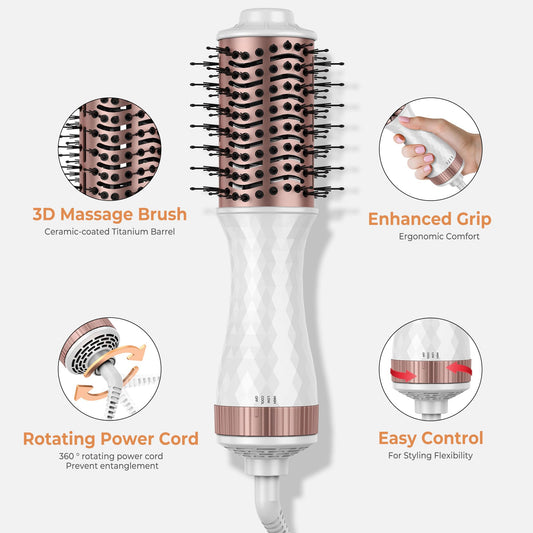 Mini Travel Hair Dryer Brush Blow Dryer Brush in One, Small Hot Air Brush Compact Brush Blow Dryers for Women, Portable One Step Volumizer,Straightener,Styler,100-120V