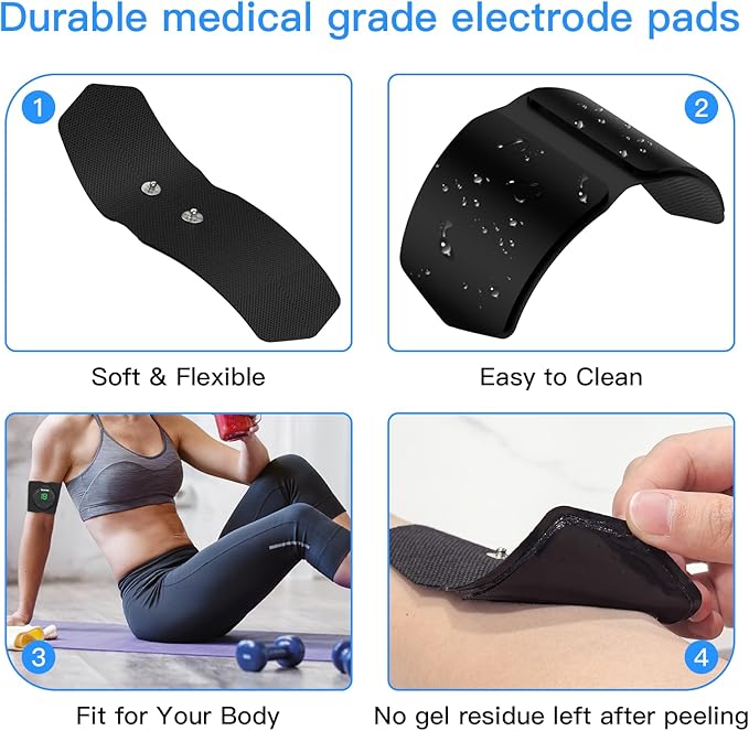 4.96 in x 2.55 in Tens Unit Electrode Pads - Standard 3.5mm Snap-in Connector Tens Unit Replacement Pads - Tens Unit Pads 4 Pack (Please Confirm The Electrode Pads Size Before Purchasing)