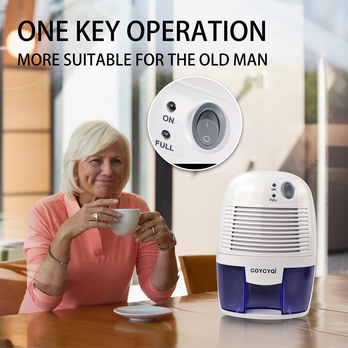 COYCYQI Small Dehumidifier,12V3A adapter,1200 Cubic Feet (215 sq ft) Portable Mini Dehumidifier Quiet Use for High Humidity in Home, Bathroom, Bedroom, Office, Basements, Wardrobe Closet,RV