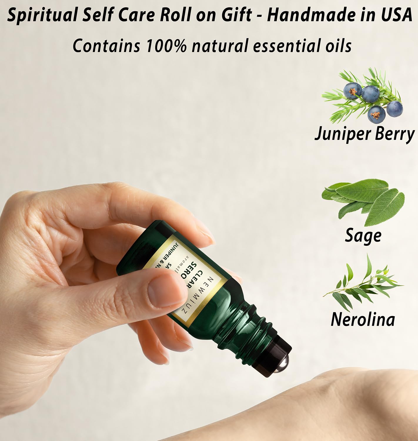 Stress Relief Roll On Essential Oil Sage Juniper Berry Spiritual Energy Clearing Protection Destress Smokeless Smudging Calm Aromatherapy Gifts Women