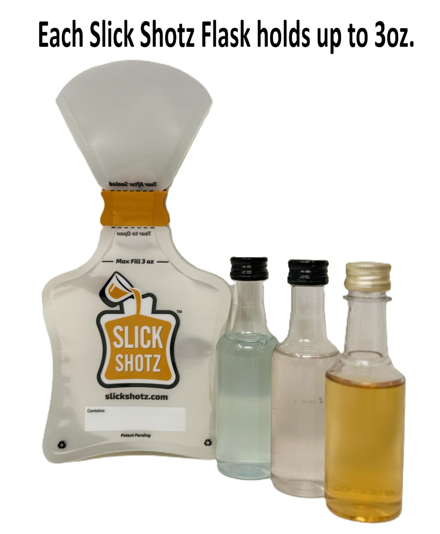 Slick Shotz 50 Pcs Heat Sealed Plastic Flask Kit for Liquor – 3oz Leak Proof Drink Pouches for Alcohol with Heat Sealer and Mini Marker – Ideal for Cruises, Concerts, Flights, Events and Travel