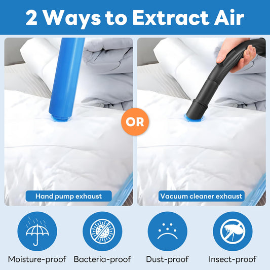 10 Pack Vacuum Storage Bags - Large Space Clothes Storage Travel Bag Hand Pump, No Leakage Compression Plastic Storage Bins Bags Travel Clothing, Vacuum Bag for Blankets Comforters Pillows