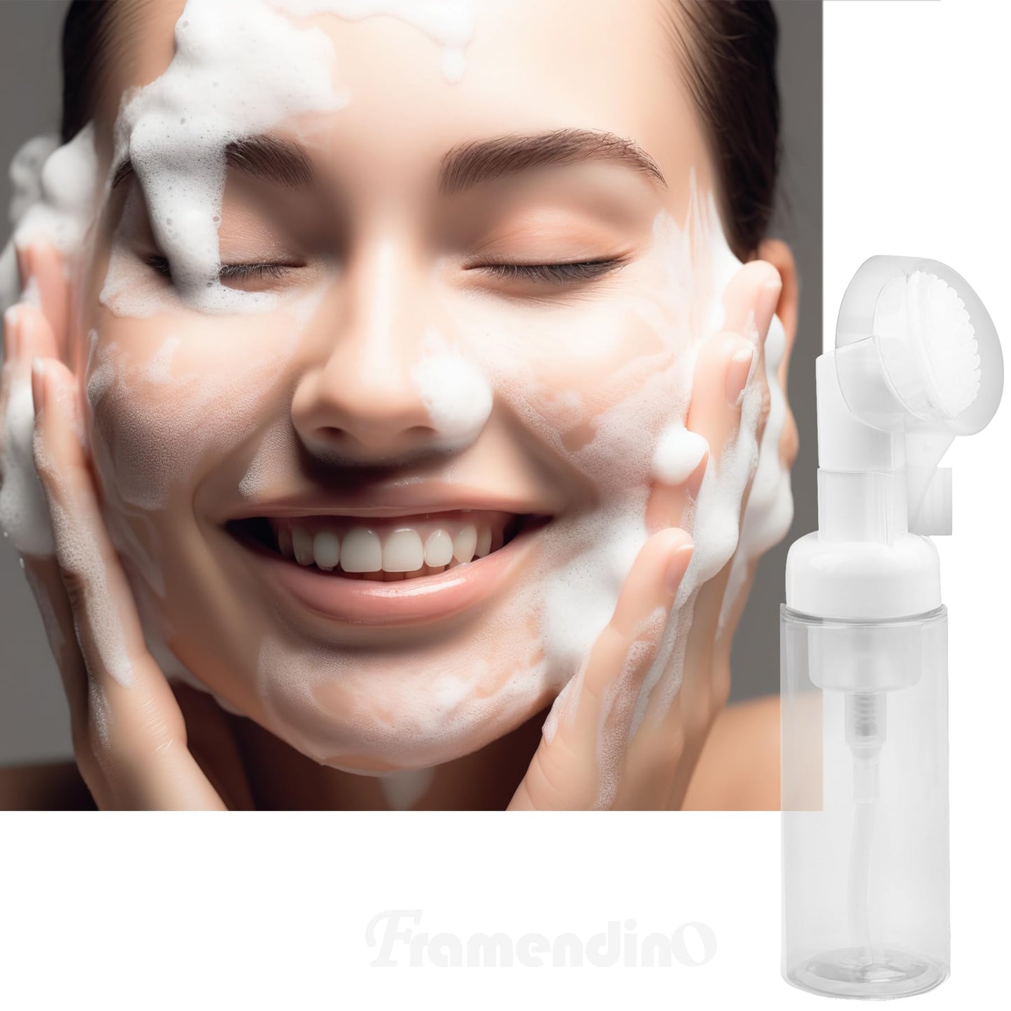 Framendino, 4 Pack Facial Cleanser Foaming Bottle Empty Mini Soap Pump Dispenser Black White