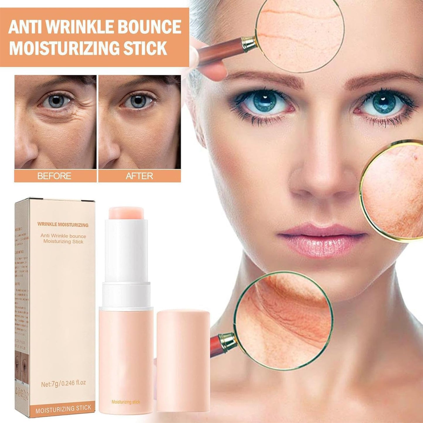 Wrinkle Bounce Multi Balm, 2PCS Wrinkle Repair Moisturizing Collagen Balm Stick, All-In-One Hydrating MultiBalm for Face, Lips, Eyes, Neck and Dry Skin (2)