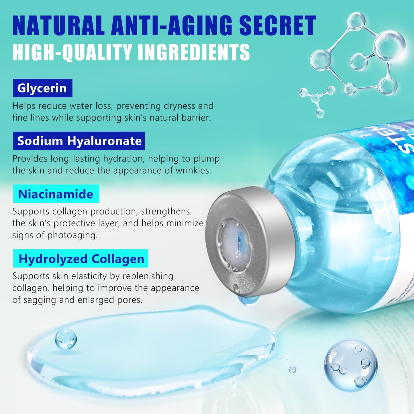 Stem Cell Serum for Face, 2 Count Stem Cell Solution Ampoule, Anti-Aging, Firm, Hydrate, Anti-Wrinkle, and Renew Your Skin for a Youthful Glow, 70 ML