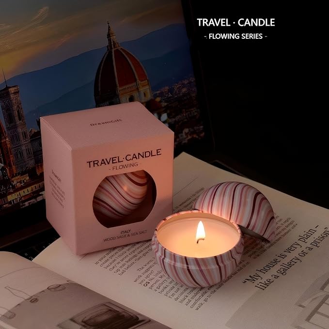 4 Pack Aromatherapy Candles, Mini Travel Scented Candle Set with Individual Packing, 2.5 OZ Soy Wax Candles, Portable Tin Candles with Lid, Gifts for Women, Ideal for Birthday, Festivals